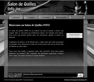 Image du site web avec programmation du salon de Quilles Info de Mont-Laurier(Laurentides)