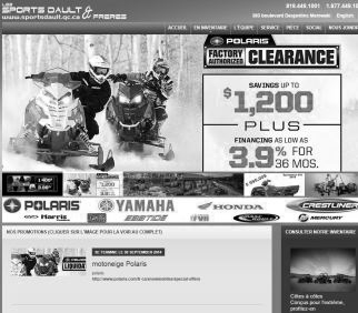 Image du site web avec programmation des Sports Dault et Frères de Maniwaki(Outaouais)